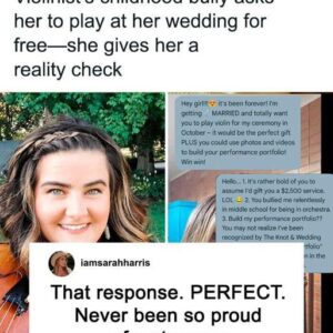 She Got Sweet Revenge After Her Childhood Bully Wanted Her To Play Violin At Her Wedding